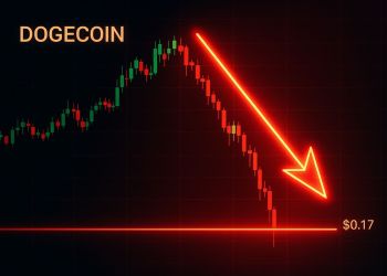 กราฟวิเคราะห์ราคา Dogecoin แสดงแนวรับสำคัญที่ $0.17 ซึ่งเป็นจุดชี้ชะตาของแนวโน้มราคา