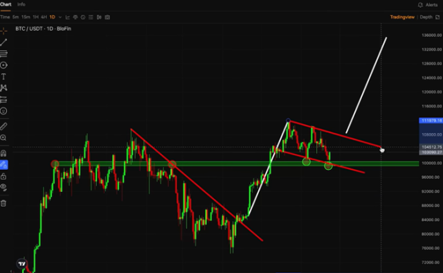 BTCUSDT chart showing Bitcoin's growth.