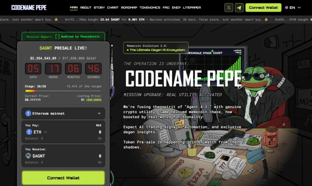Codename Pepe ($AGNT) – AI-Pogon za Trgovanje u Eri Memecoina