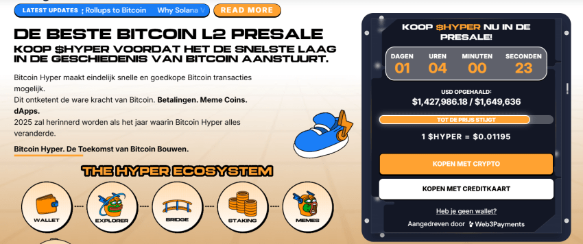 Crypto expert: Top 3 opkomende Bitcoin Hyper