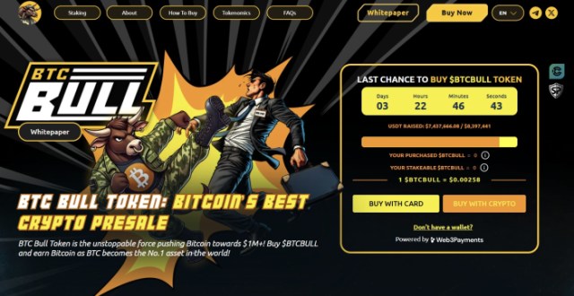 BTC Bull Token ($BTCBULL) presale homepage.