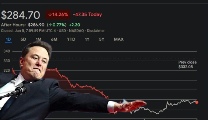 Tesla stock loss on Nasdaq.