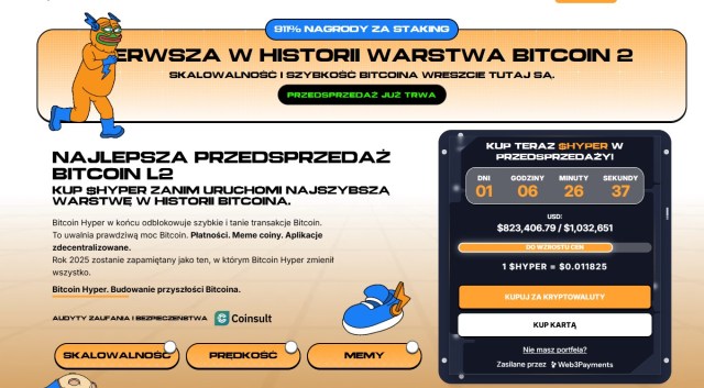 Grafika przedstawia stronę główną Bitcoin Hyper