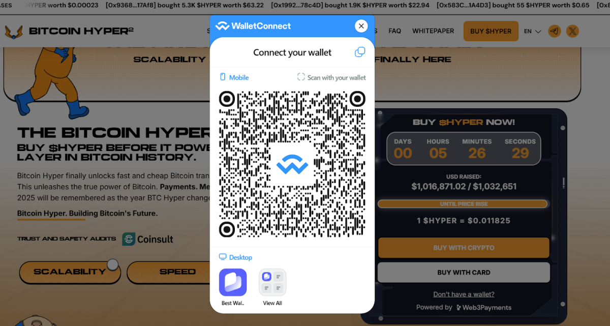 acheter bitoin hyper avec QR code 