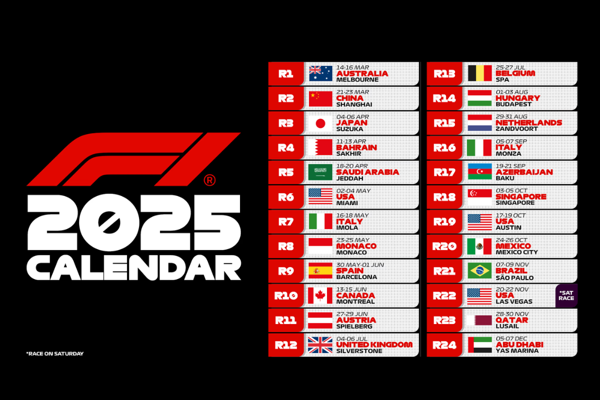 formula 1 new calendar 2025