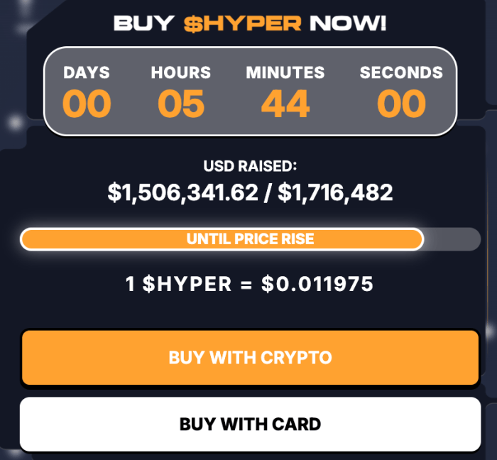 Buy Bitcoin Hyper in the presale phase.