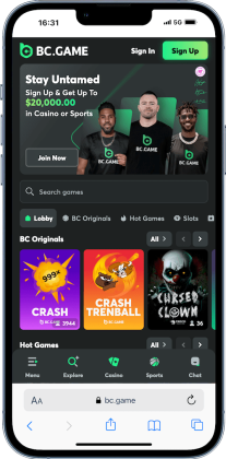 home lobby for BC.Game's casino