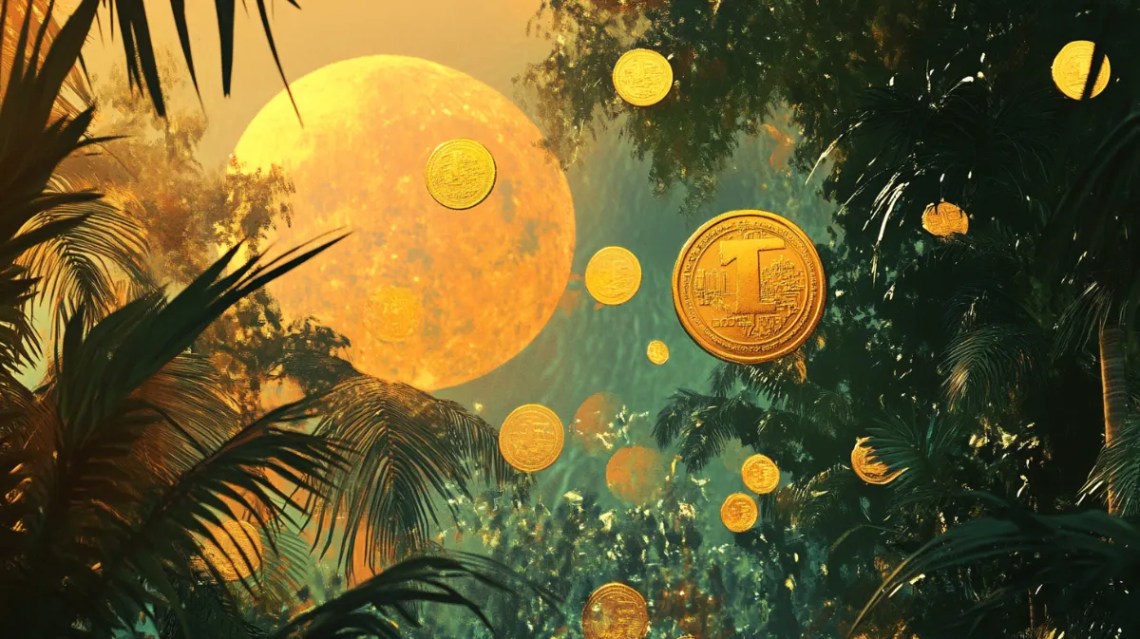 密林の中にある密集した太陽