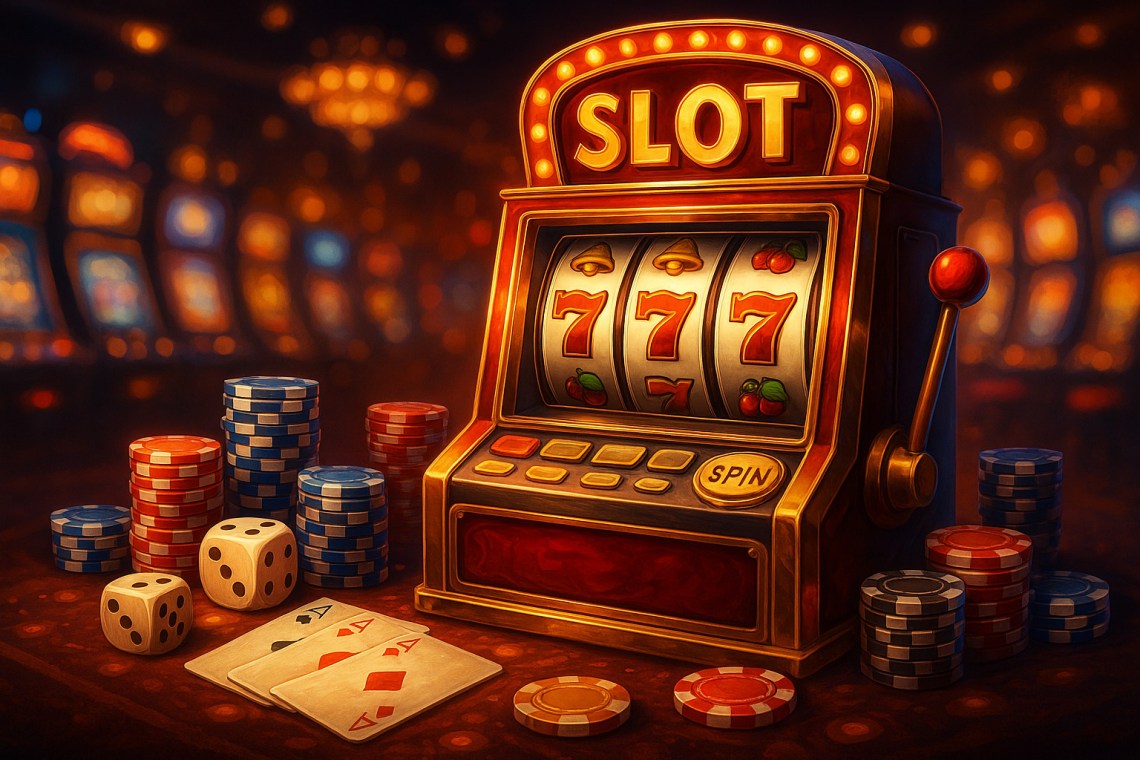 豪華なカジノの雰囲気のスロットマシーンの画像｜バカラ 縛り解説