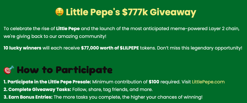 Little Pepe $777K Giveaway.