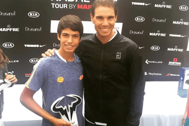 little alcaraz with nadal