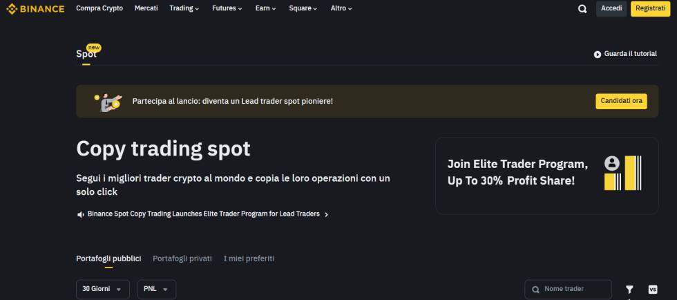 piattaforme copy trading - binance