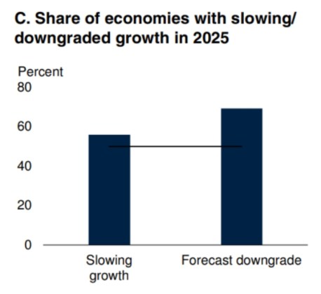 Share of economies with slowing growth in 2025