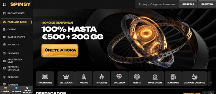 Spinsy es uno de los mejores casinos online de USA