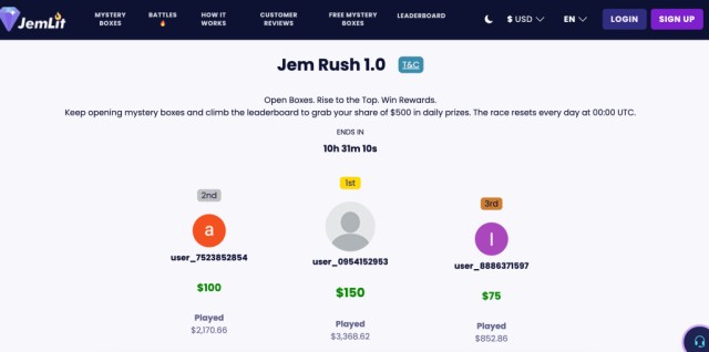 Jemlit - mystery box win rewards