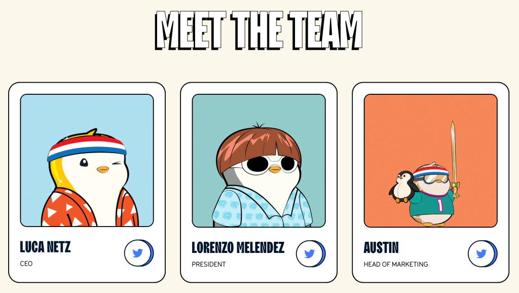 Tým Pudgy Penguins.