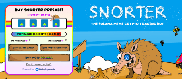 Snorter Token presale page