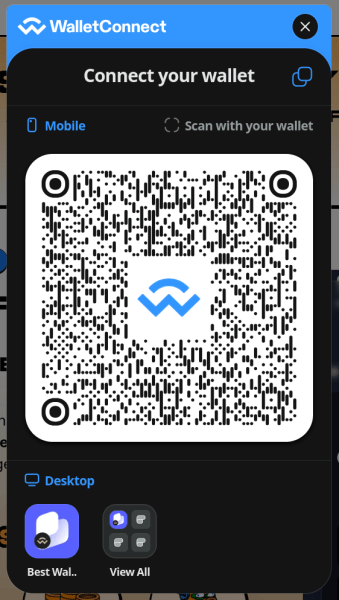 WalletConnect QR code for linking your wallet to the presale.
