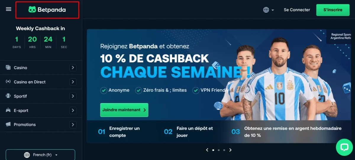 Page d'accueil BetPanda