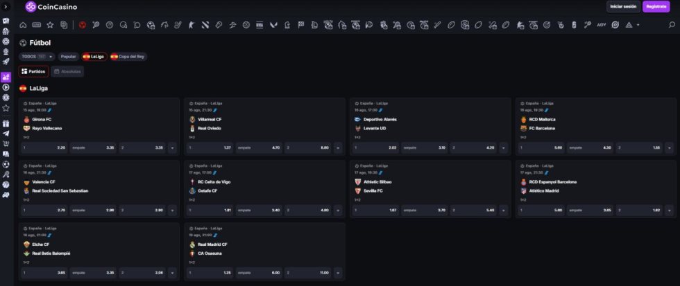 En CoinCasino puedes encontrar todo tipo de apuestas deportivas