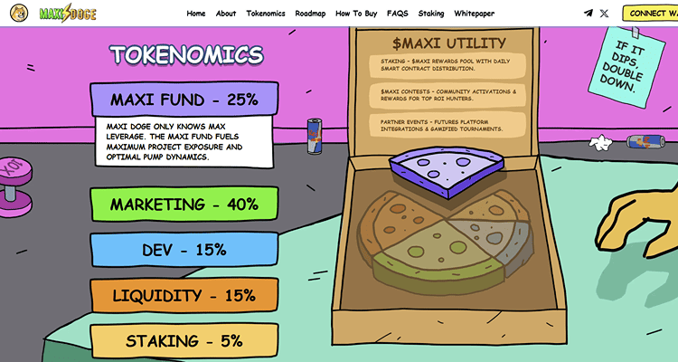 Maxi Doge krauna svorį su picos tokenomika