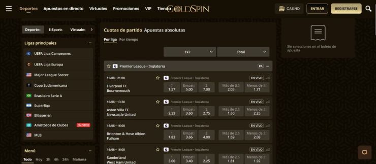 Con Goldspin puedes hacer tus apuestas de la Premier League antes de que inicie la temporada en el fútbol inglés