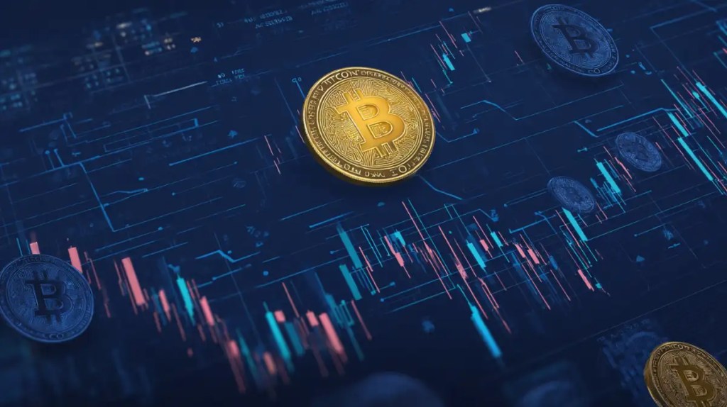 金色のビットコインとチャート