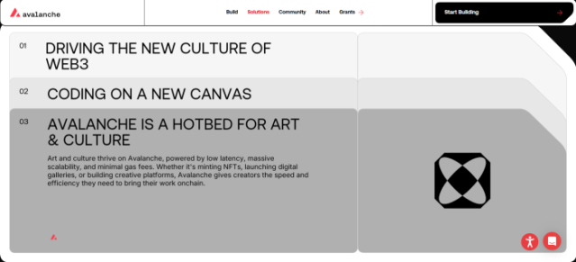 Avalanche home page.