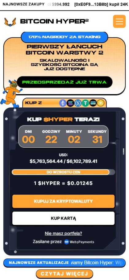 Bitcoin Hyper kurs BTC USD cena