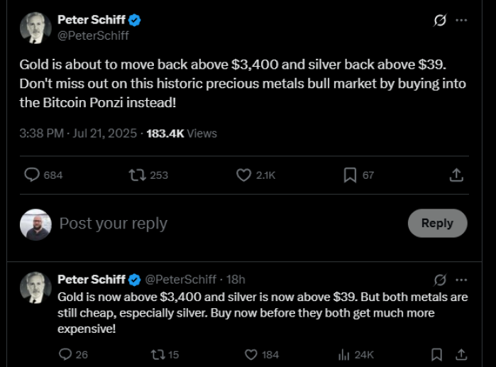 Peter Schiff gold is about to move