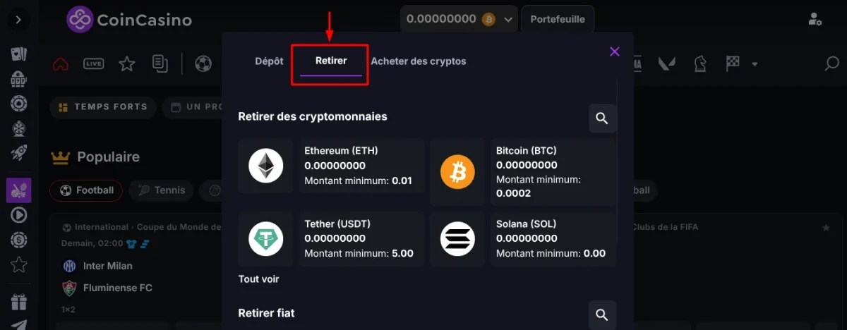 Retirer Coin Casino