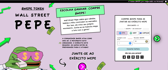 Wall Street Pepe homepage em português