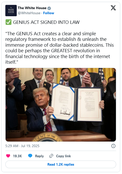 กฎหมาย GENIUS Act ปูทางสู่ยุค Stablecoin และโอกาสของเหรียญคริปโตที่น่าลงทุน 