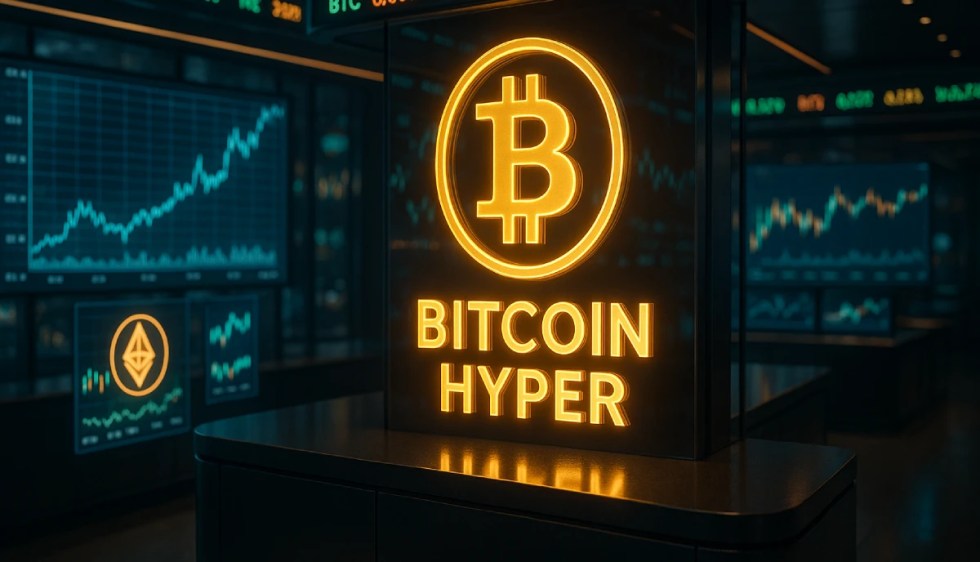 Bitcoin Hyper altcoin ispod $1 s futurističkim kripto trgovačkim centrom i holografskim grafikonima