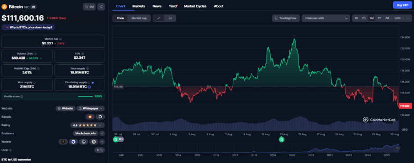 Bitcoin koers, CoinMarketCap