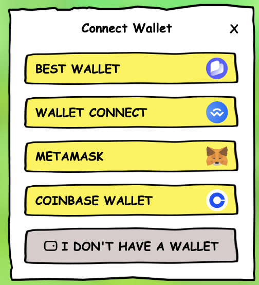 Connect Wallet pop-up on Maxi Doge ($MAXI) official presale site.