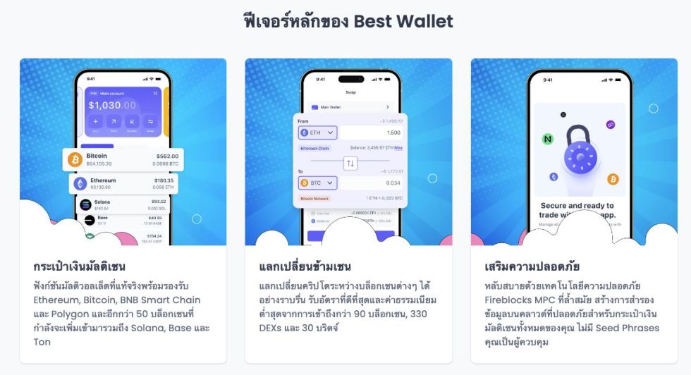 ฟีเจอร์หลักของ Best Wallet