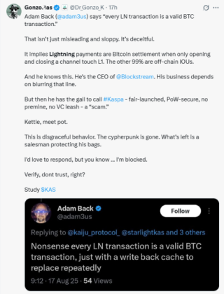 ประเด็นถกเถียงเกี่ยวกับ Bitcoin Lightning Network บน X. 