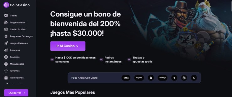 CoinCasino es el mejor casino con criptomonedas para jugar con Bitcoin