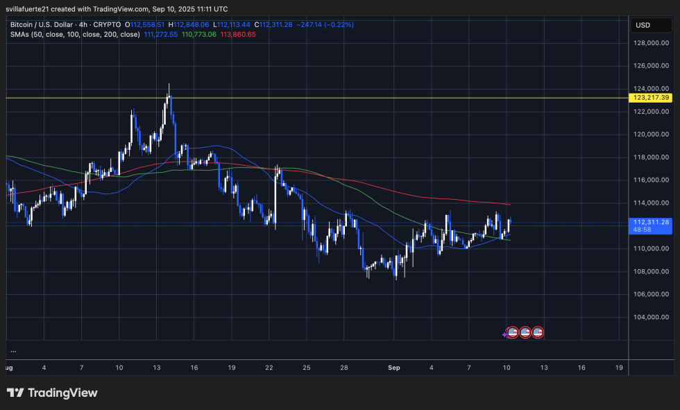 BTC consolidates below $114K | Source: BTCUSDT chart on TradingView