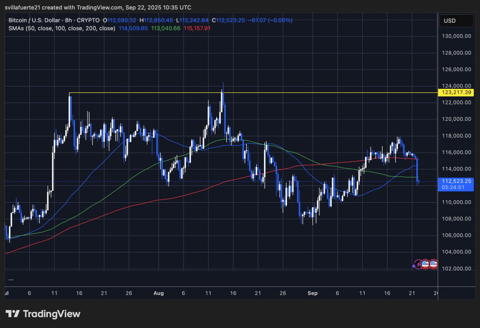 BTC testing critical support | Source: BTCUSDT chart on TradingView