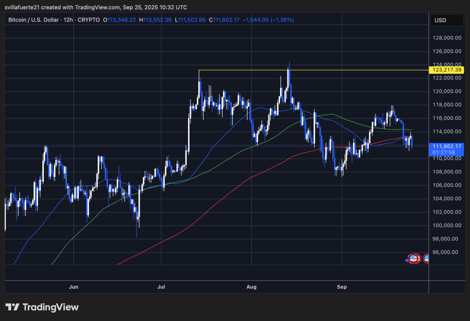 BTC consolidate sabove $110K | Source: BTCUSDT chart on TradingView