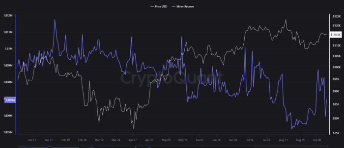 Bitcoin miners reduce reserves.