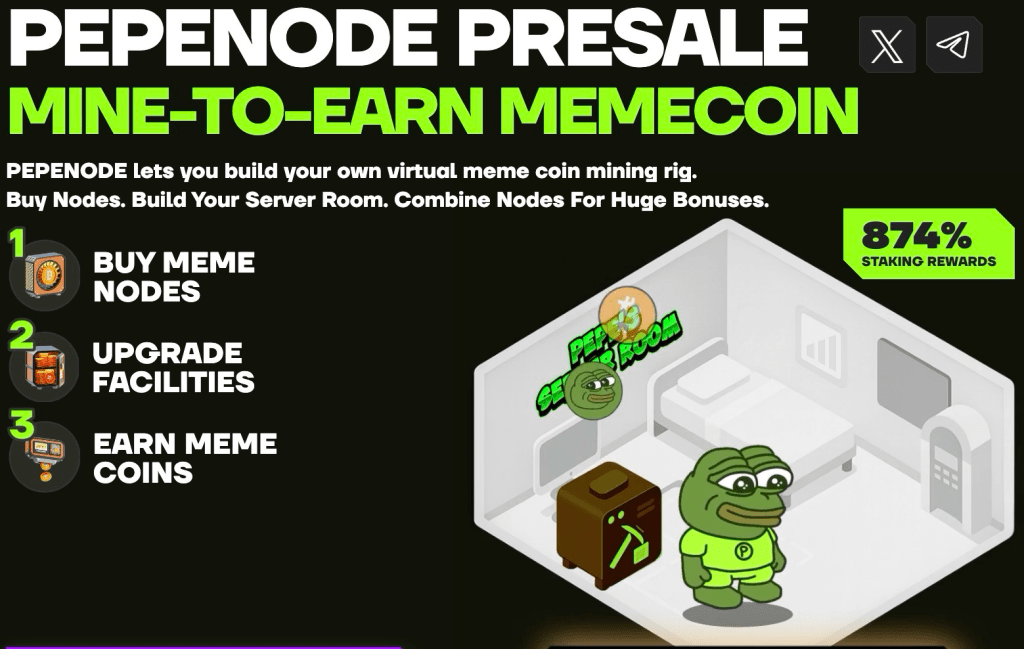 PEPENODE ($PEPENODE) mine-to-earn meme coin.