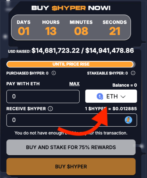 Bitcoin Hyper's presale widget.