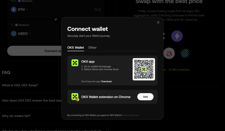 connect wallet to okx dex 