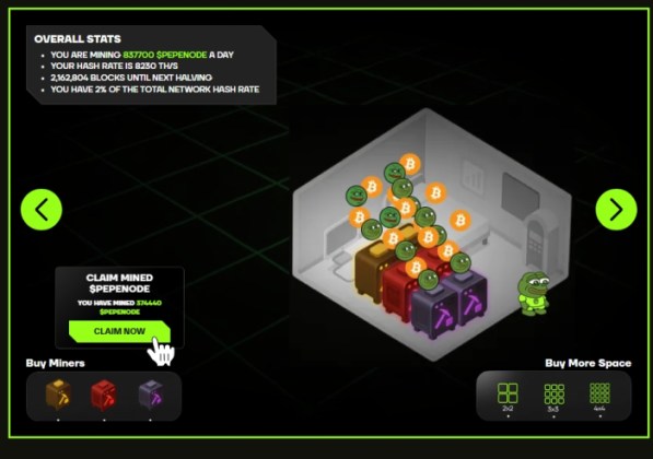 PepeNode Mining Rig Mockup from presale website.