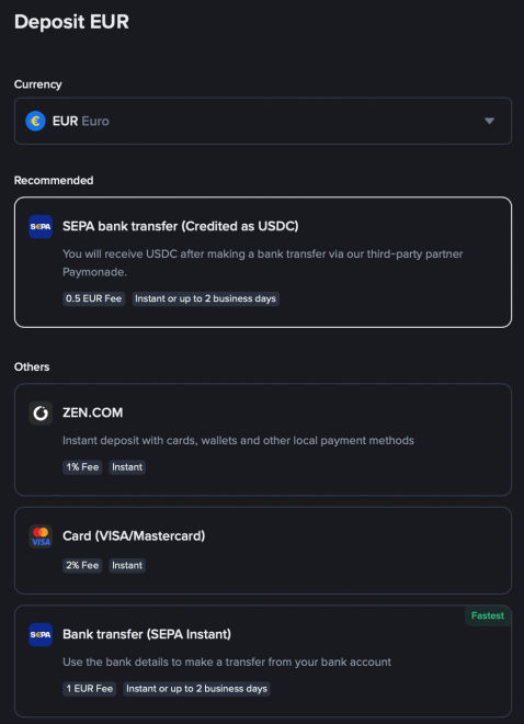 Vklad prostředků na Binance.