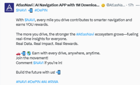Atlas Navi announced its use case on Twitter. 