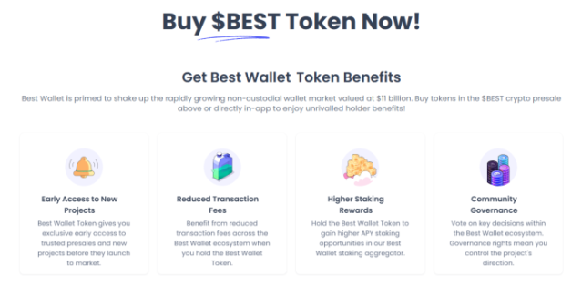  Best Wallet token benefits on presale website. 